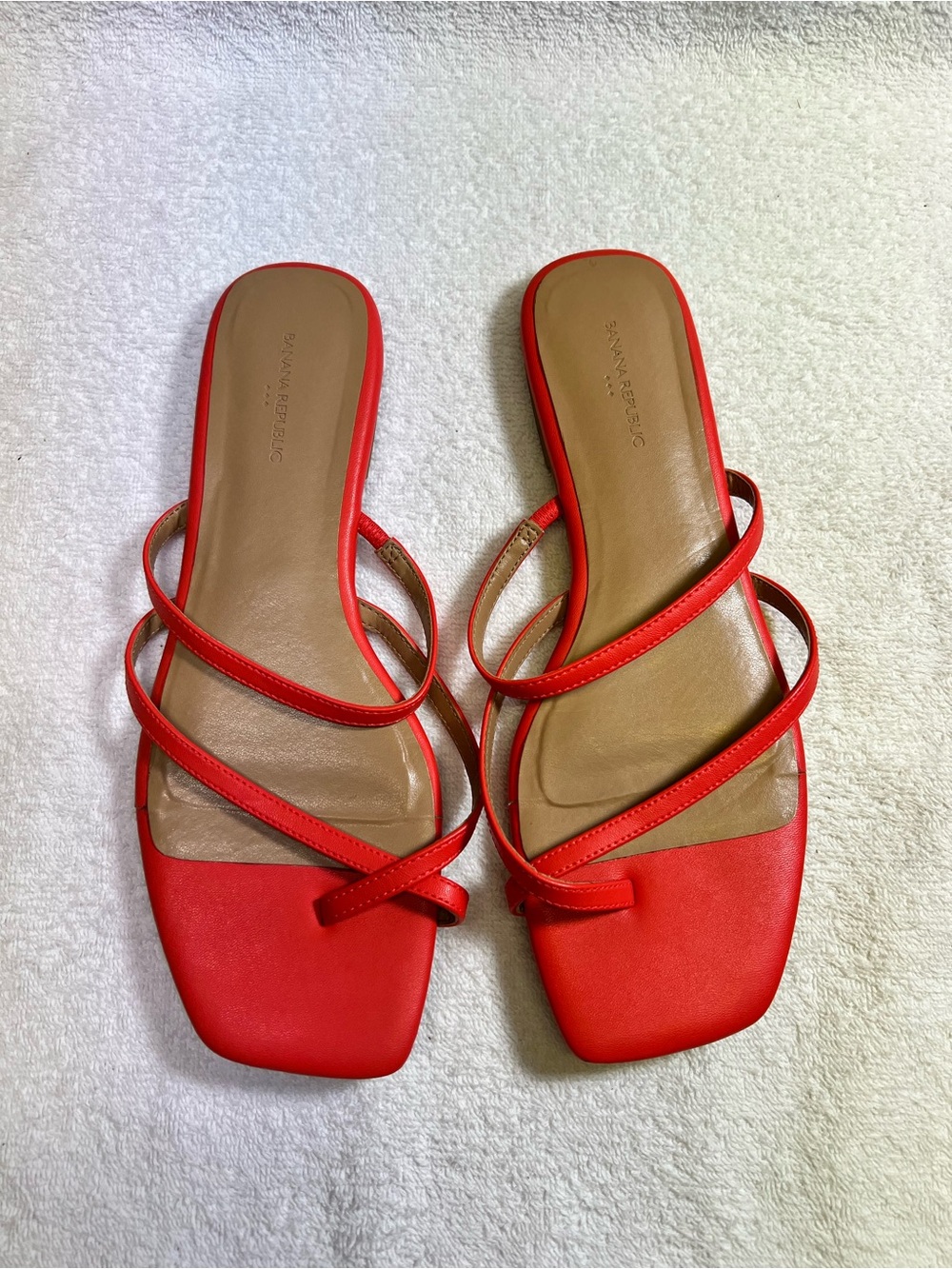 Banana Republic Orange Strappy Square-Toe Slide Sandals Size 8.5